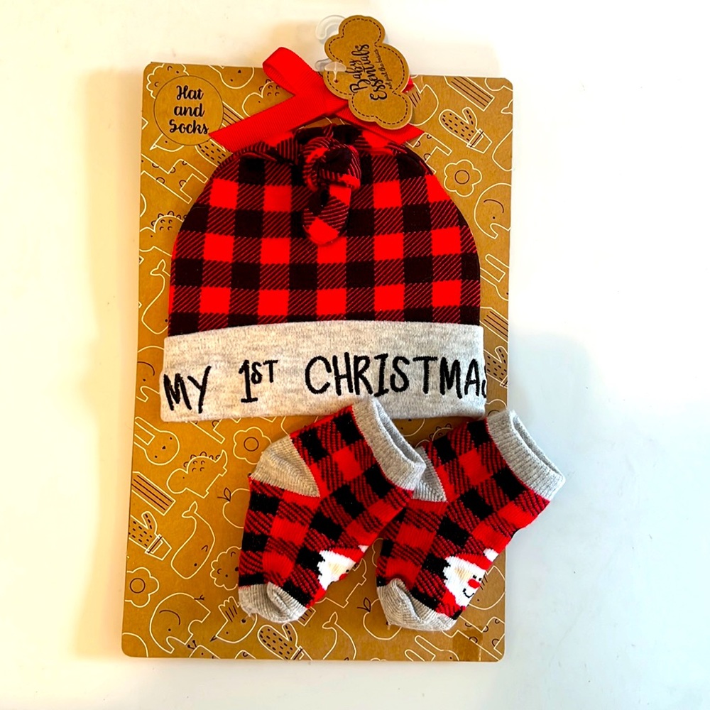 First Christmas hat and socks 0-6 months